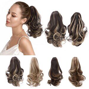 Benehair Ponytail Extension Clip in Claw Hair Piece 12" Long Curly Wavy Ponytail